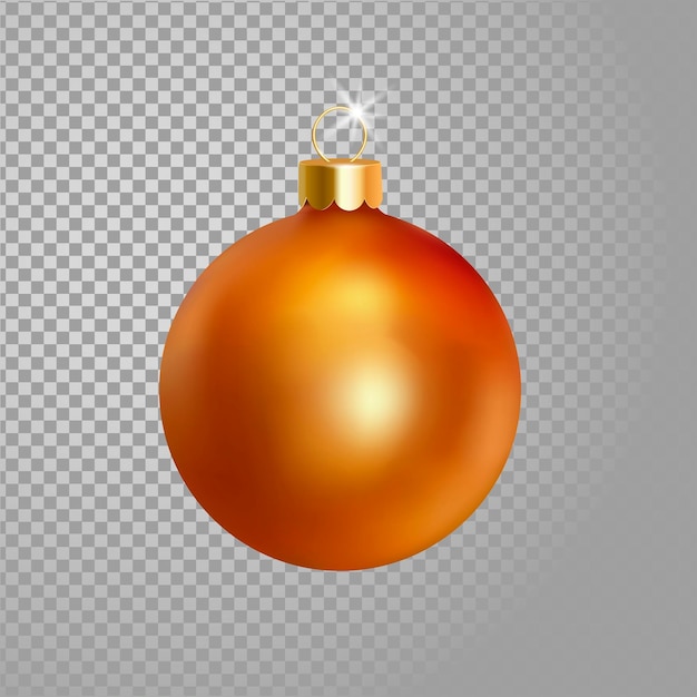 Realistic d christmas tree ball yellow orange gold shiny sparkle gradient color with golden metal or