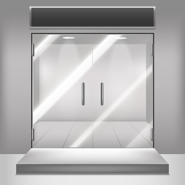 Realistic Detailed 3d Glass Transparent Doors Vector