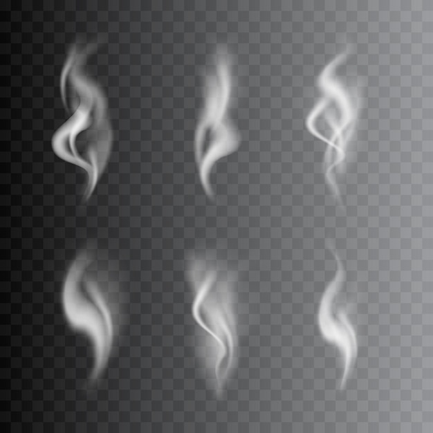 Realistic Detailed 3d Images Smoke Set Vector