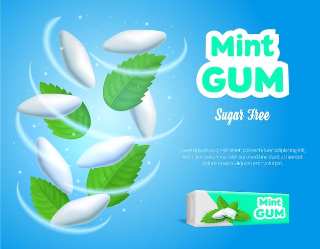 Vector realistic detailed 3d mints gum ads vector