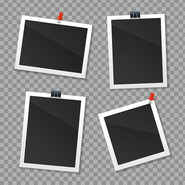 Realistic Detailed 3d Photo Frame Set Vector