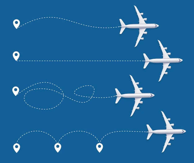 Realistic Detailed 3d Plane and Track Set Vector