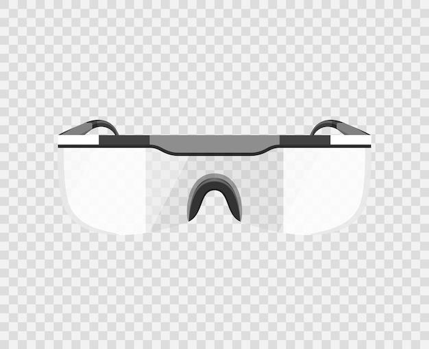 Realistic detailed 3d plastic safety glasses white glass protective equipment for work industry