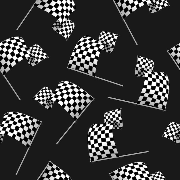 Realistic Detailed 3d Racing Wavy Flag Seamless Pattern Background Vector