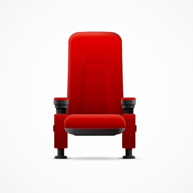 Realistic Detailed 3d Red Cinema Chair Concept Include of Tickets and Star Vector illustration of Armchair