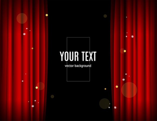 Realistic Detailed 3d Red Stage Curtains Banner Concept Ad Poster Card with Place for Your Text Vector illustration