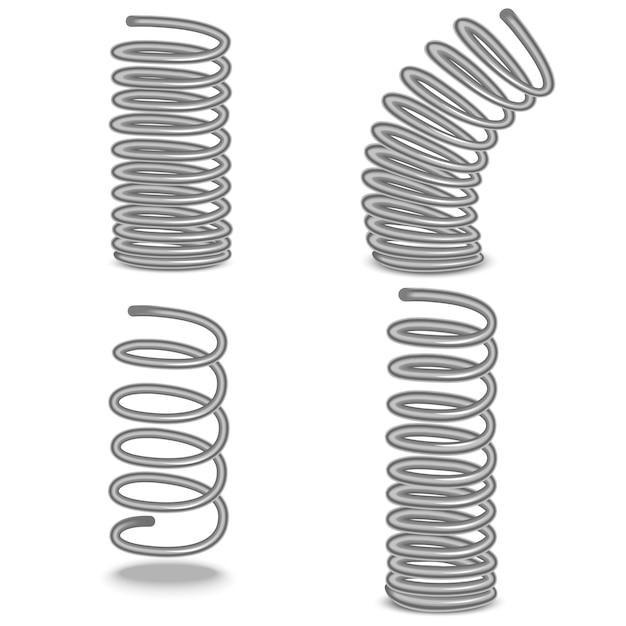 Realistic Detailed 3d Spiral Flexible Wire Set Vector