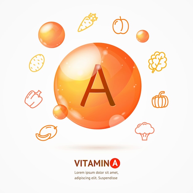 Realistic Detailed 3d Vitamin A Card Concept Vector