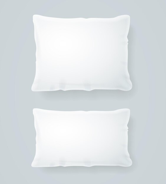 Vector realistic detailed 3d white pillows set vector