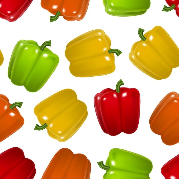 Realistic Detailed Color Pepper Seamless Pattern Background Vector