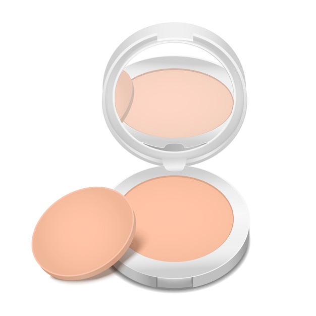 Realistic Detailed Cosmetic Product Face Powder for Female Beauty Makeup Care Skin. Vector illustration