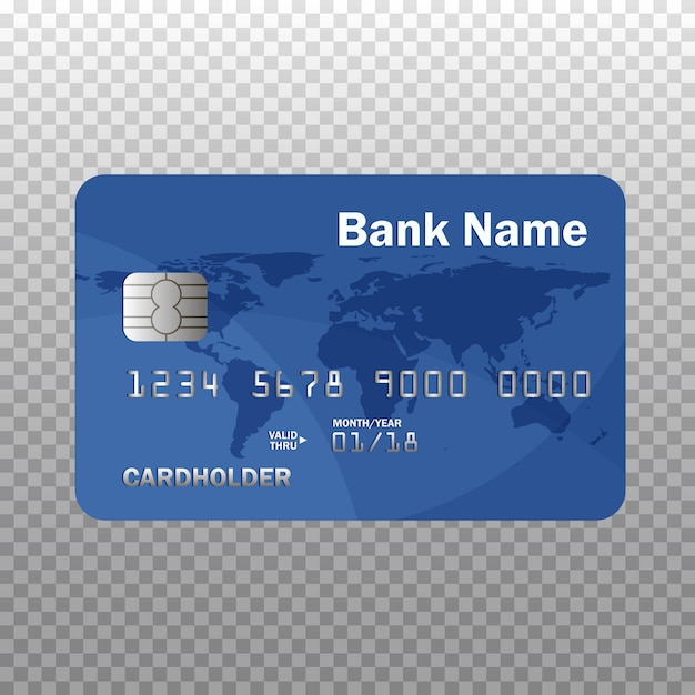 Realistic detailed credit or debit card isolated on transparent .  illustration. Isolated