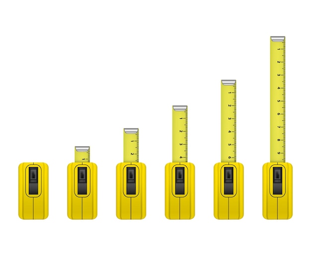 Realistic Detailed Measure Tape Set Vector