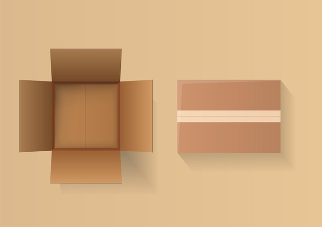 Realistic detailed open cardboard box