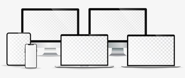 Realistic devices template. Technology screen set