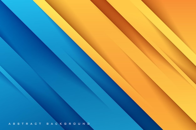 realistic diagonal blue and orange paper cut abstract background