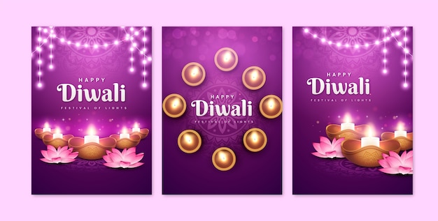 Vector realistic diwali greeting cards