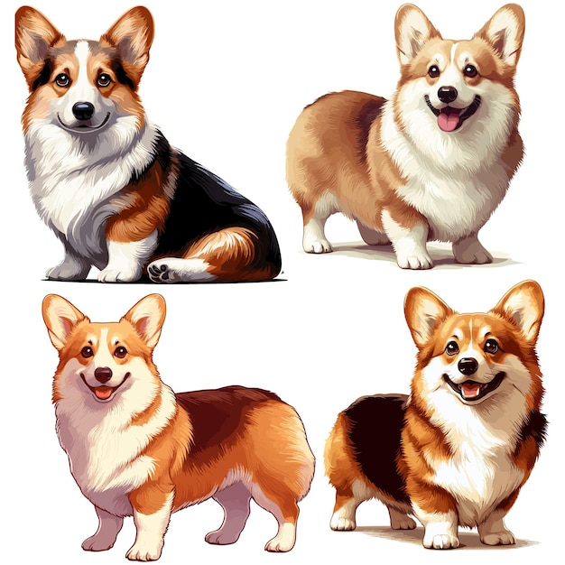 Realistic dog breed corgi vector