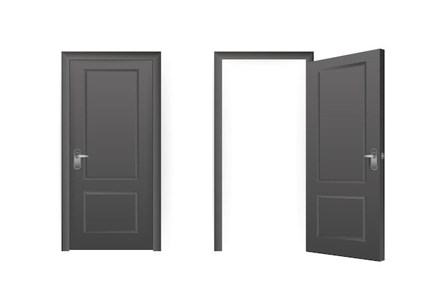 Realistic door for decorative design Furniture vector illustration set Office furniture