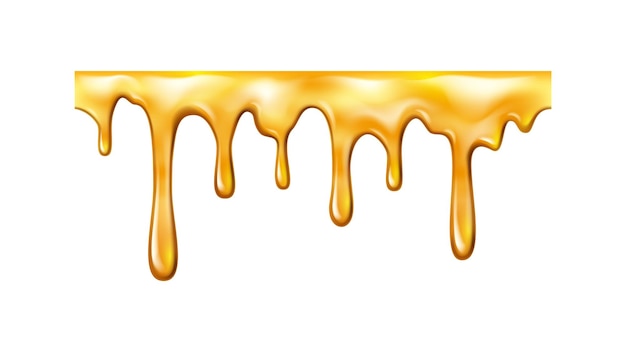 Vector realistic dripping or melting honey sweet liquid