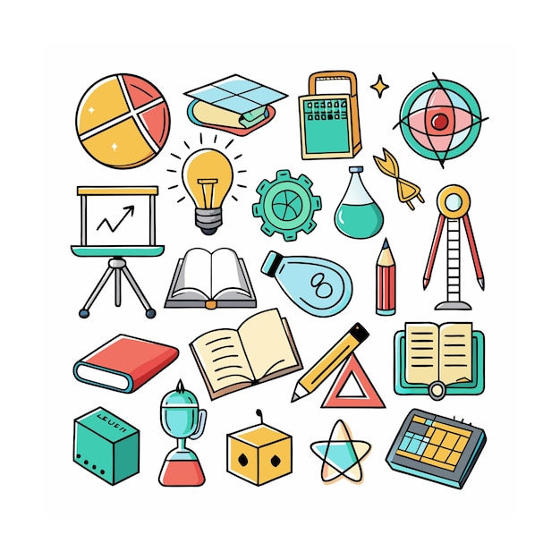 Realistic education and learning icons set