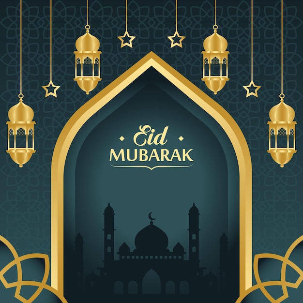 Realistic eid al-fitr illustration Premium Vector