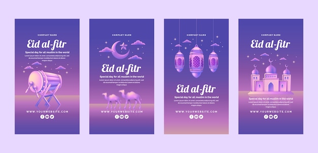 Realistic eid al-fitr instagram stories collection