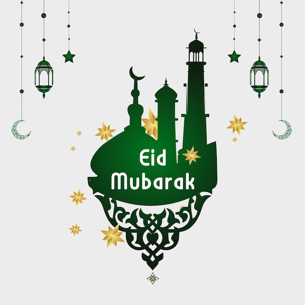 Realistic Eid Mubarak modern Eid card design Eid Mubarak background template