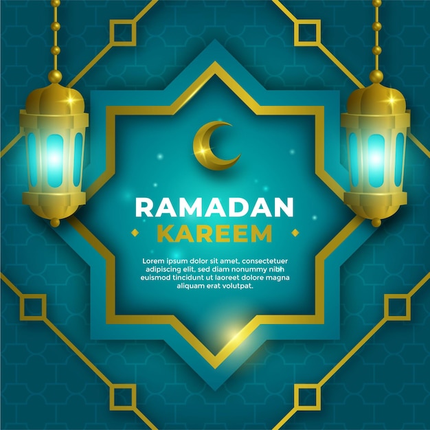 Realistic eid ramadhan kareem with candles template