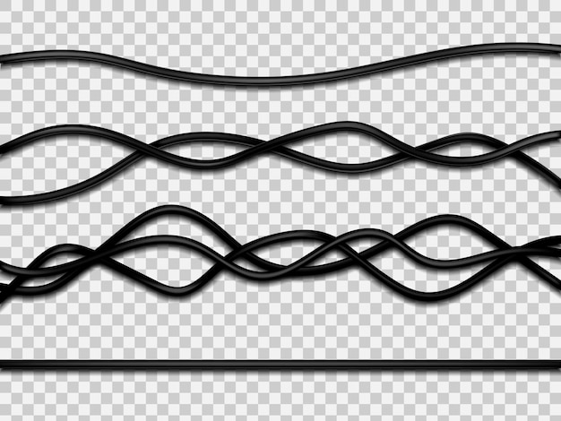 Realistic electrical wires isolated on white background Vector illustration