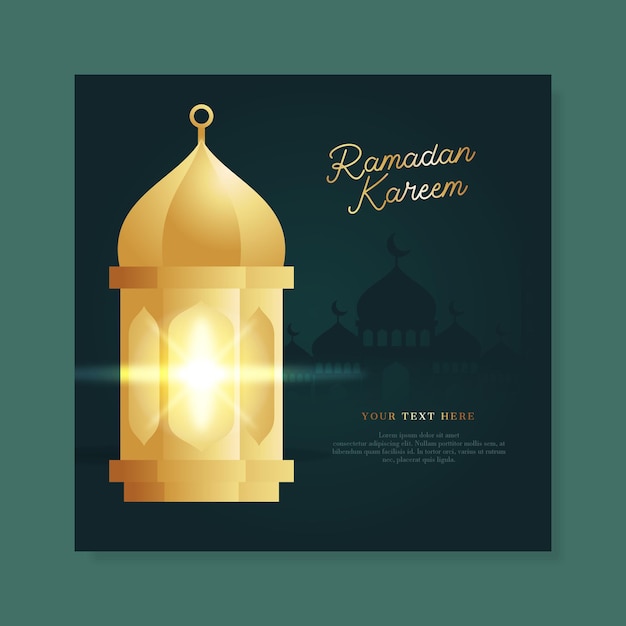 Realistic and elegant Ramadhan banner template with lantern Vector