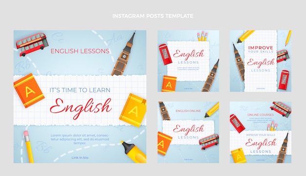 Realistic english lessons instagram posts collection