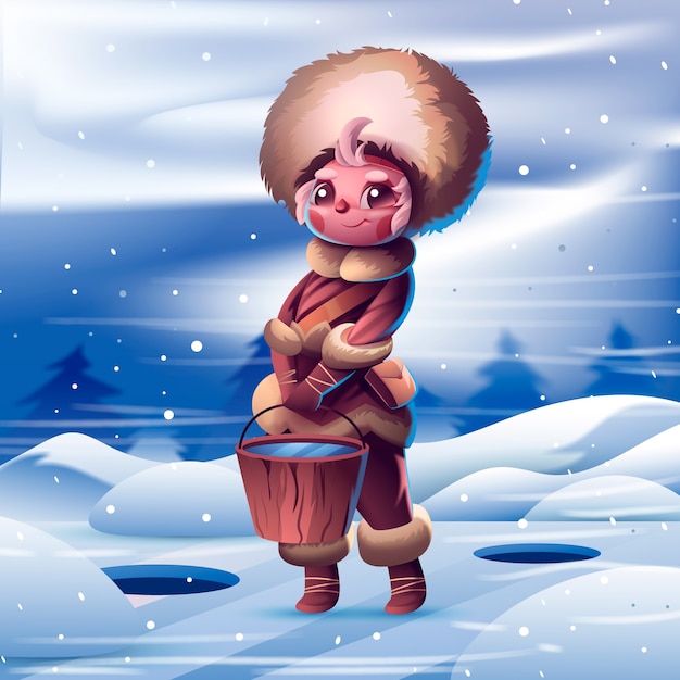 Realistic eskimo illustration