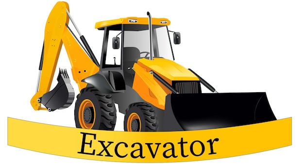 Realistic excavator vector