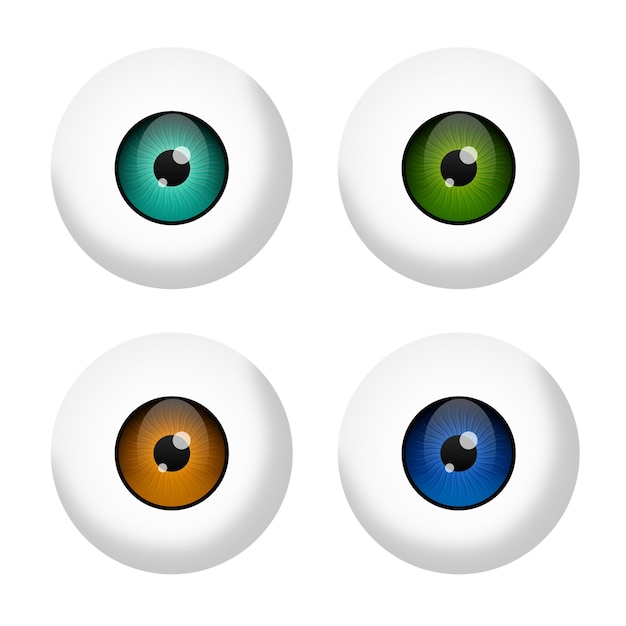 Realistic eyeballs set Different colored eyes