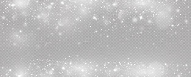 Realistic falling snow.Christmas background.Isolated on transparent background.