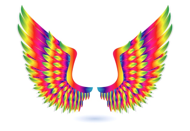 realistic fantasy colorful angle wings isolated