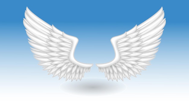 realistic fantasy white angle wings. eps vector