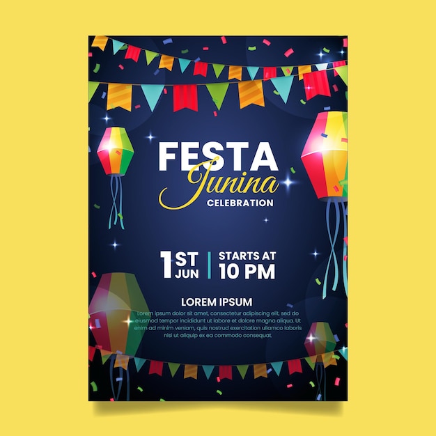 Vector realistic festa junina poster template