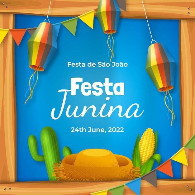 Realistic festas juninas illustration