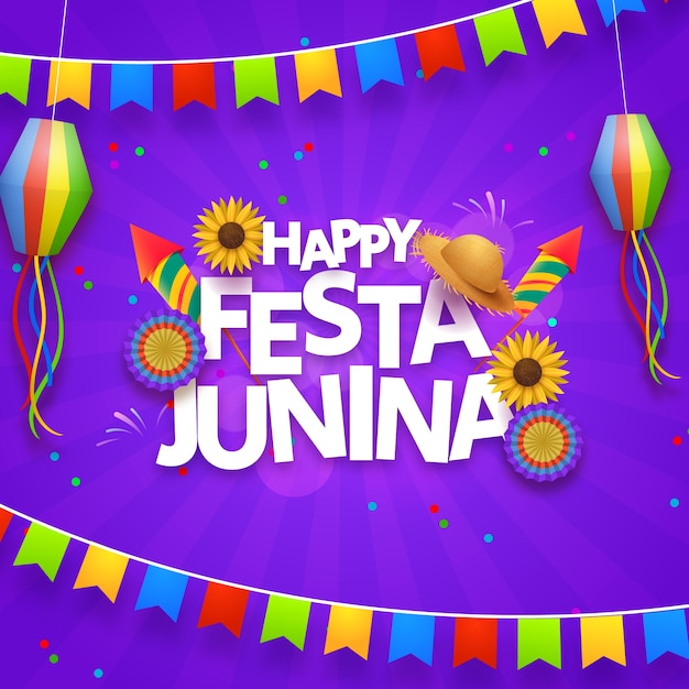 Realistic festas juninas illustration