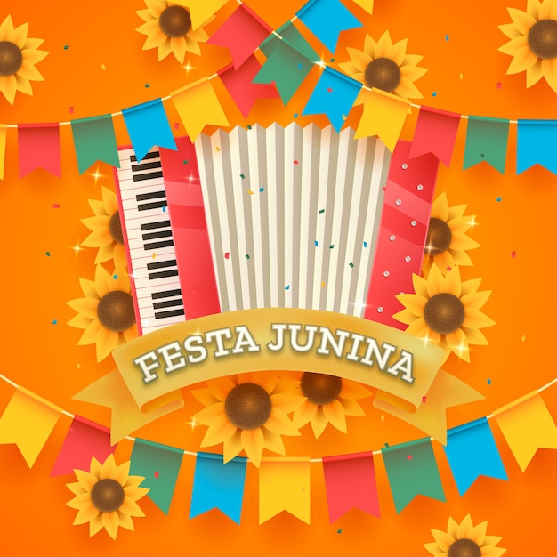 Realistic festas juninas illustration