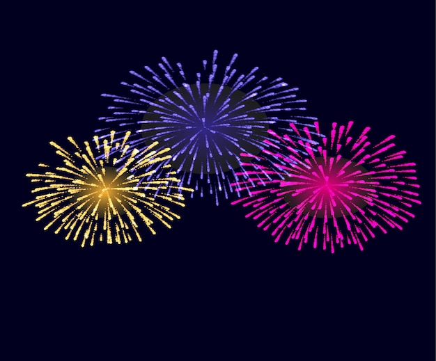 Realistic festive background exploding happy new year fireworks!