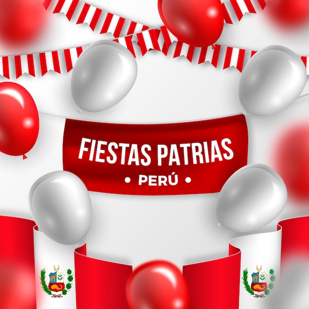 Vector realistic fiestas patrias illustration with balloons