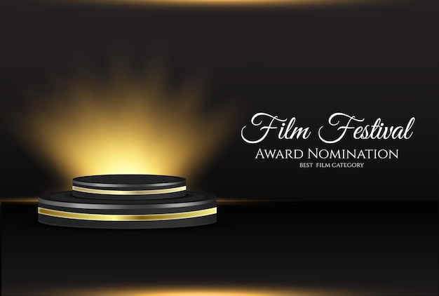 Realistic film awards illustration with with award trophy