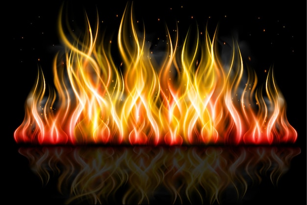 Vector realistic fire flame banner background