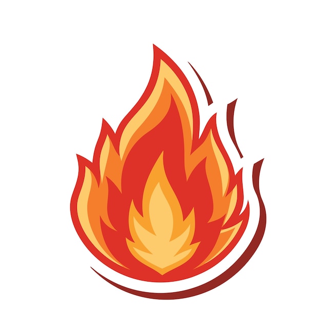 Vector realistic fire flame logo isolated on white background