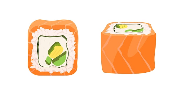 Realistic fish rolls the national Japanese dish Vector