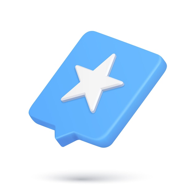 Realistic five pointed star blue diagonal speech bubble d icon cyberspace notification vector