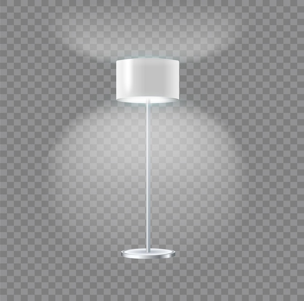 Realistic floor lamp modern electric torchere with light isolated on transparent background illustra